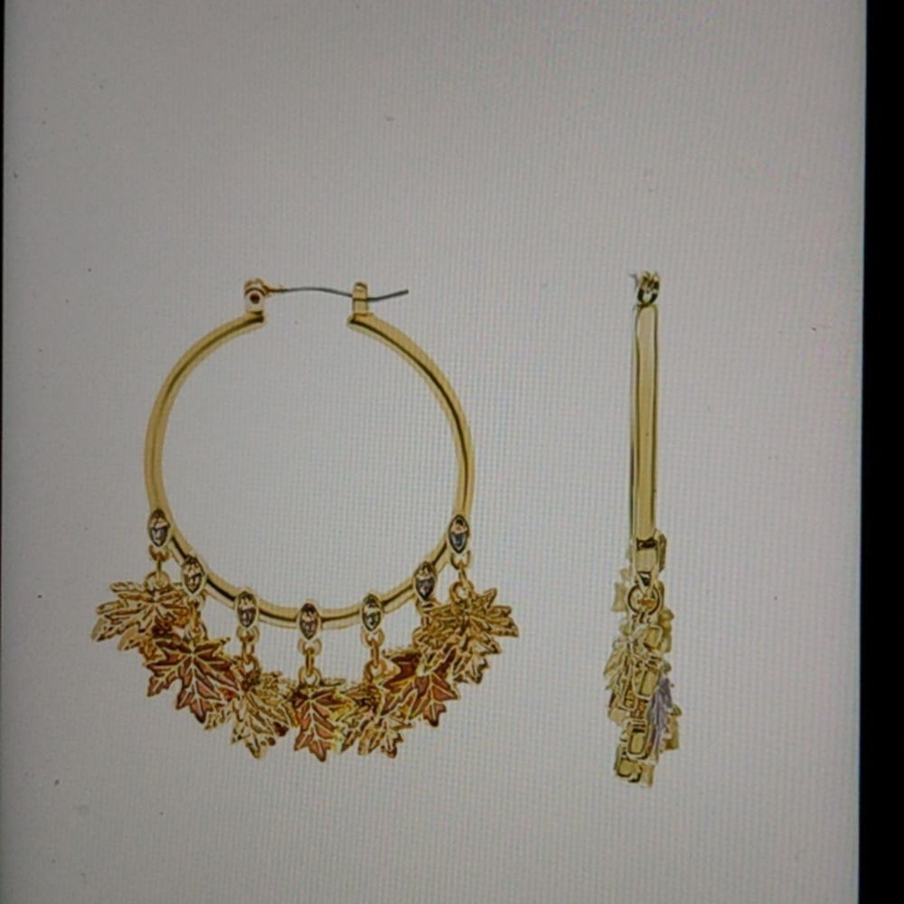 * CLEARANCE* Celebrate Together Gold Leaf Hoop Earrings